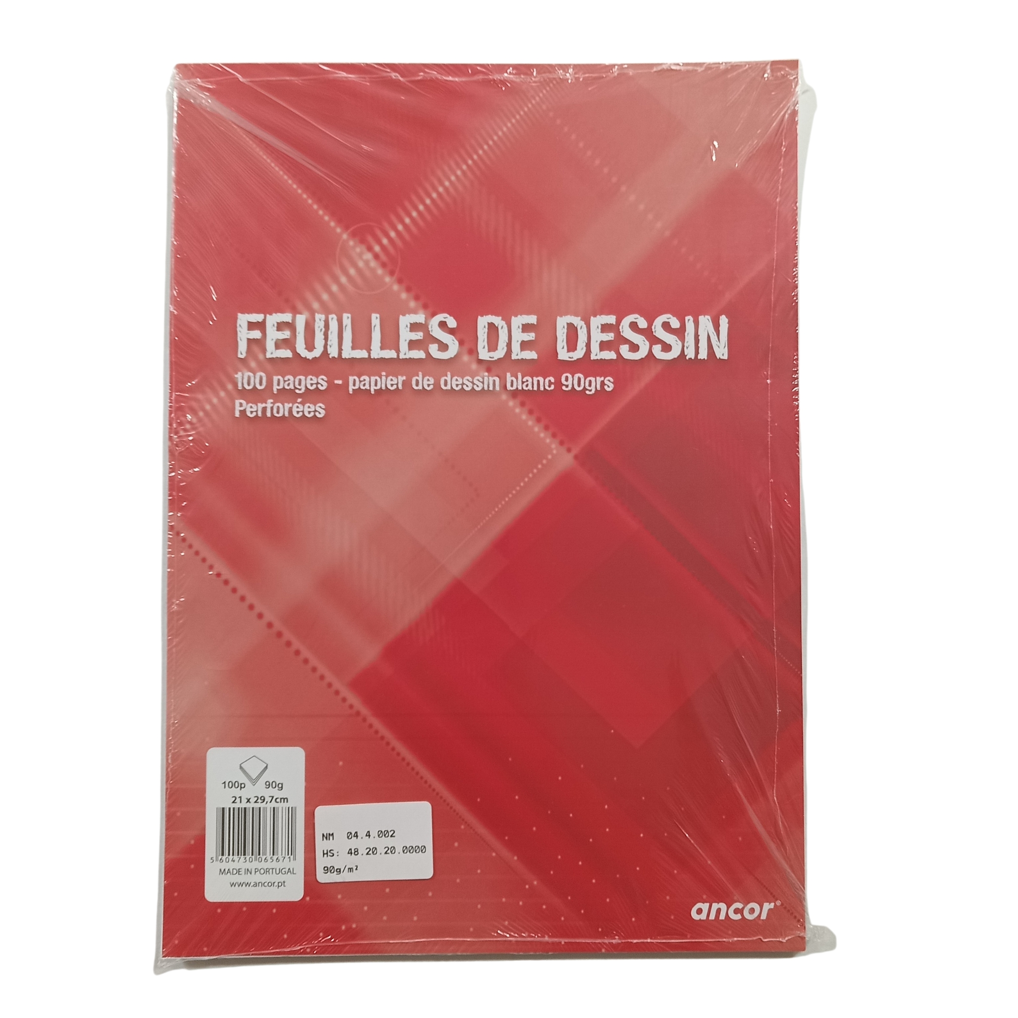 FEUILLE DE DESSIN BLANCHE 90G 21*29.7 96P ANCOR