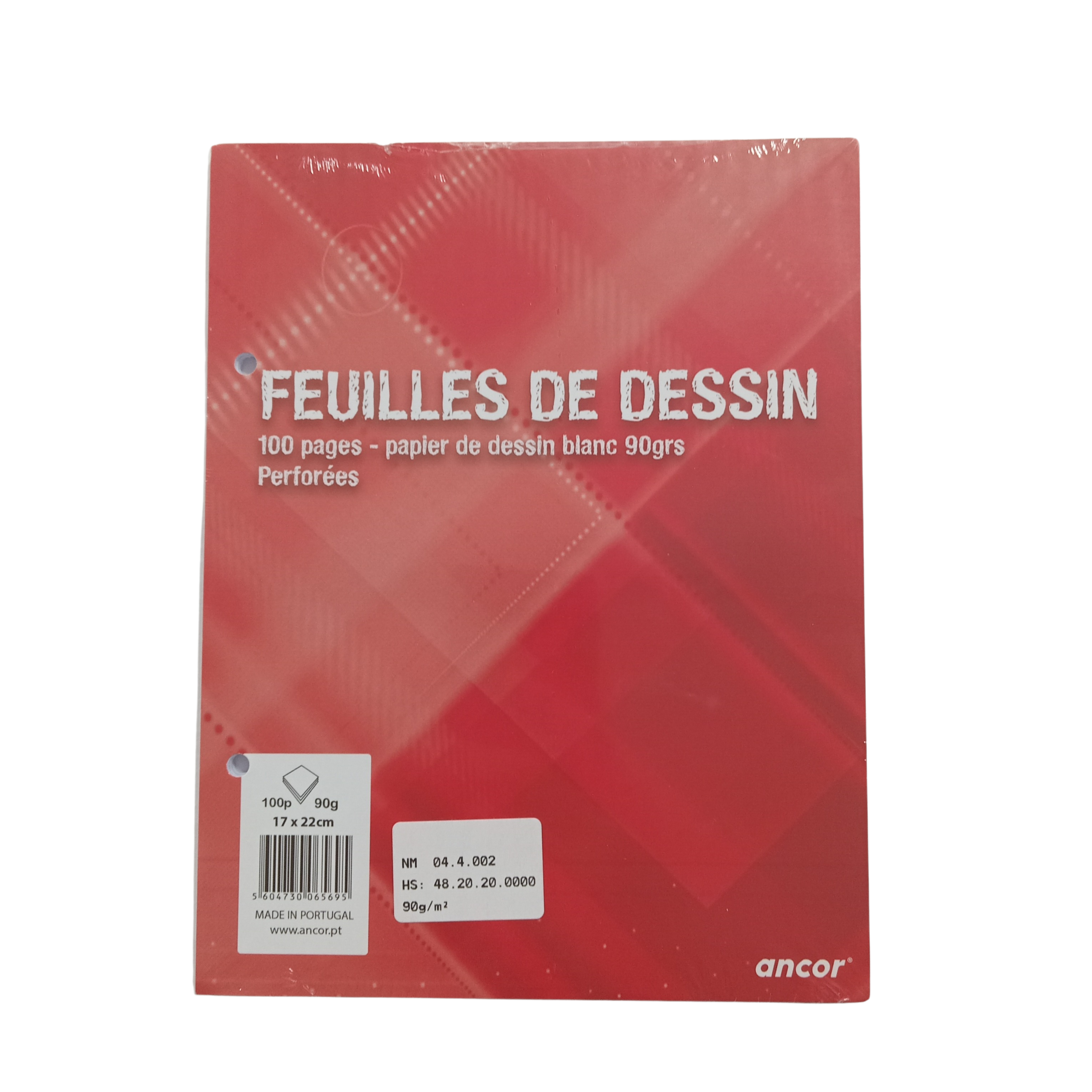 FEUILLE DE DESSIN BLANCHE 96P 17*22 90G ANCOR