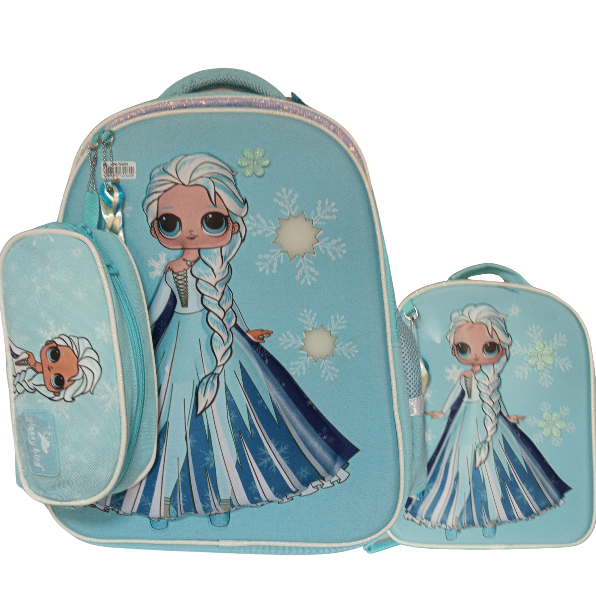 CARTABLE SAC A DOS 17"+TROUSSE +SAC A GOUTER RF:GB3914/GLOSSY BIRD