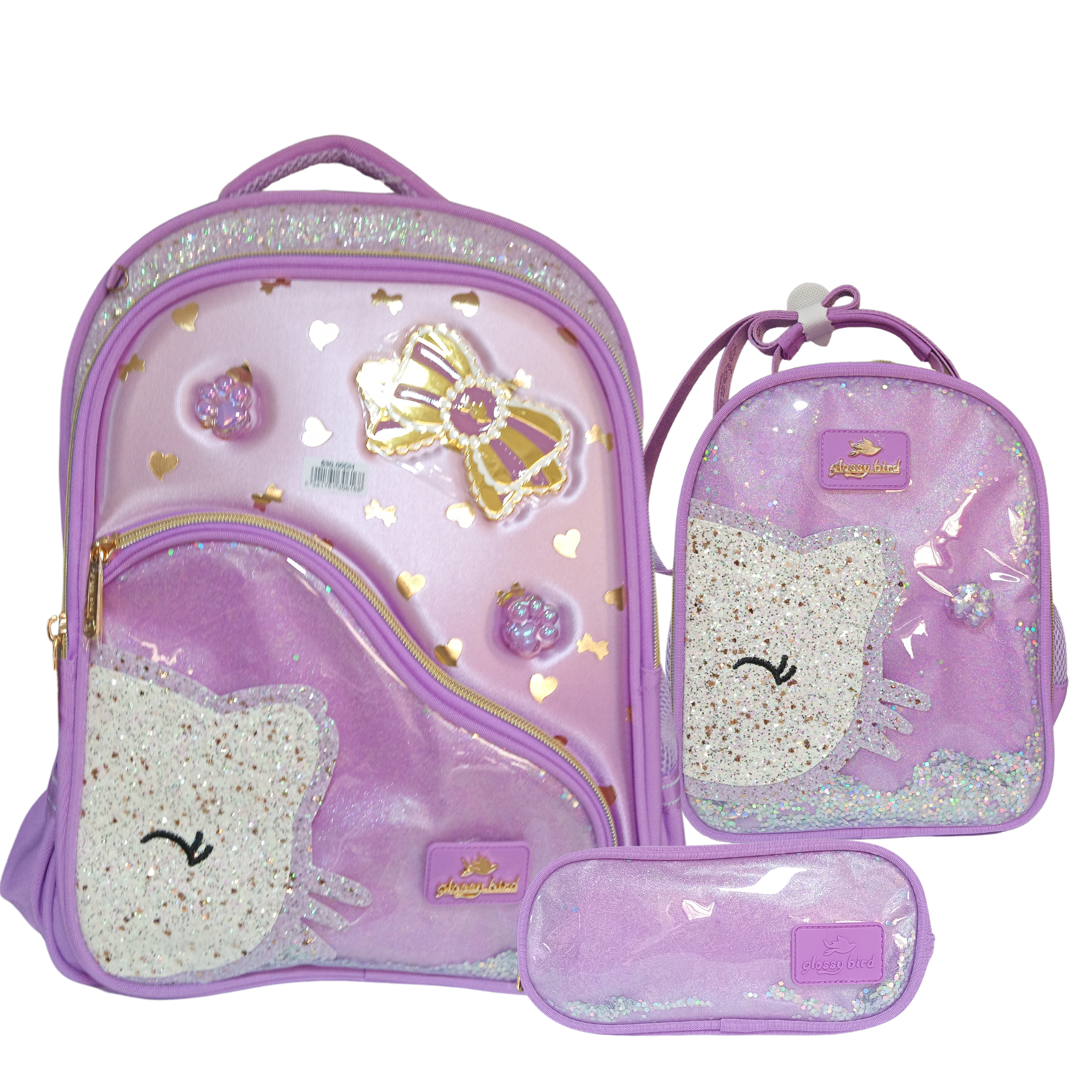 CARTABLE SAC DOS + TROUSSE +SAC A GOUTER REF GB5161 GLOSSY BIRD