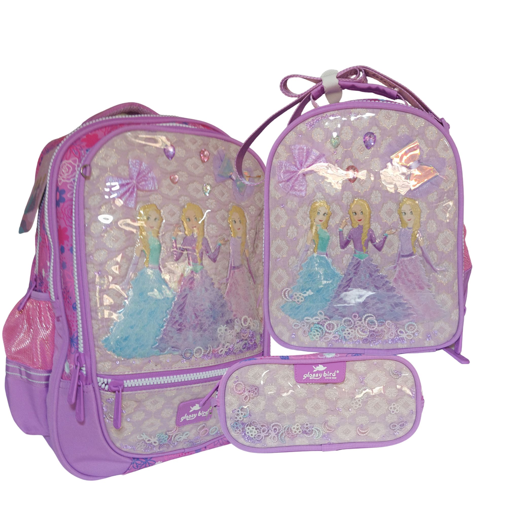 CARTABLE SAC DOS + TROUSSE +SAC A GOUTER REF GB5162 GLOSSY BIRD