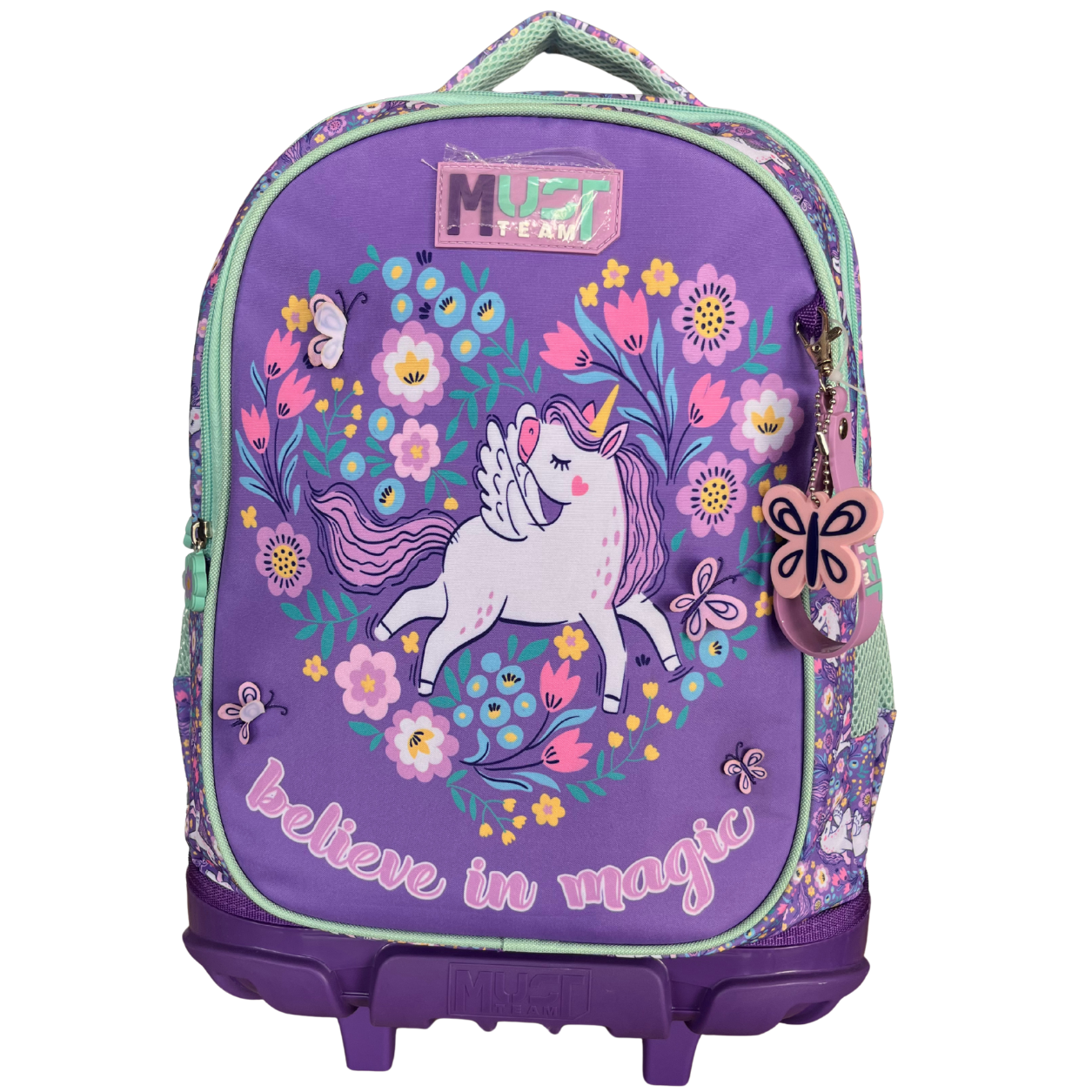 Cartable Scolaire Fille MUST Team Violet – Licorne Fleurie “Believe in Magic”