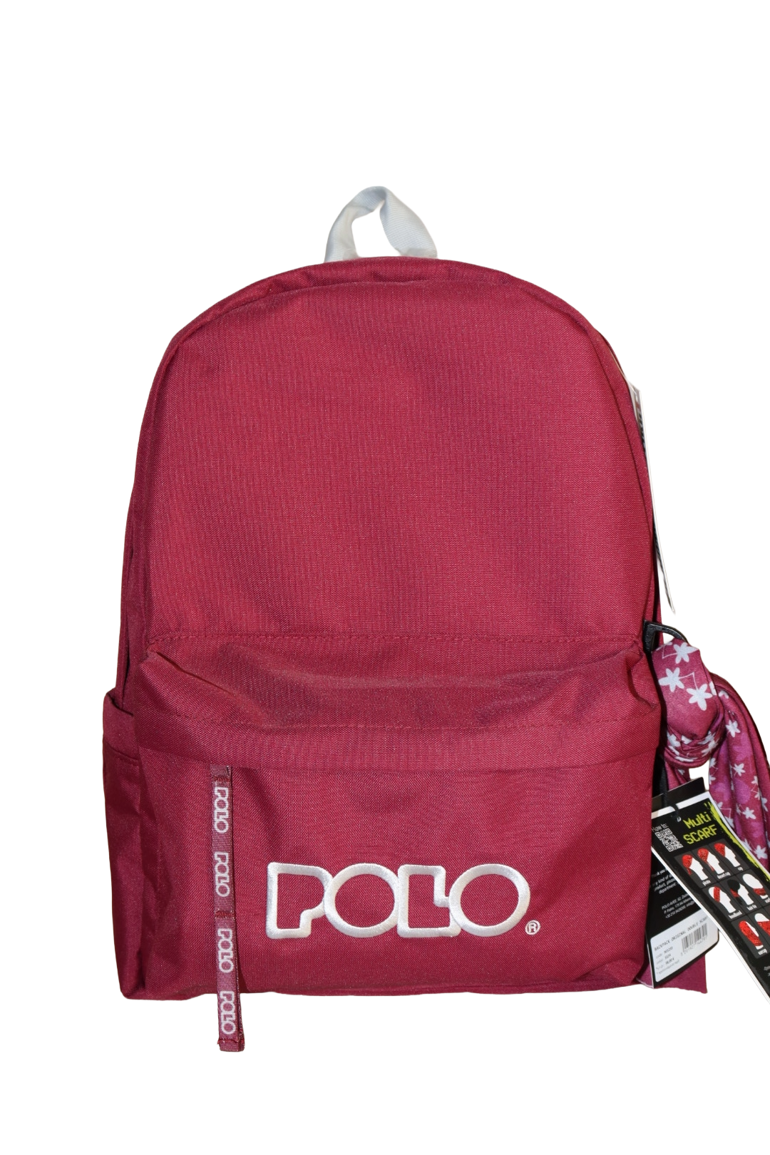 Sac à Dos Scolaire POLO Bordeaux – Design Classique avec Foulard