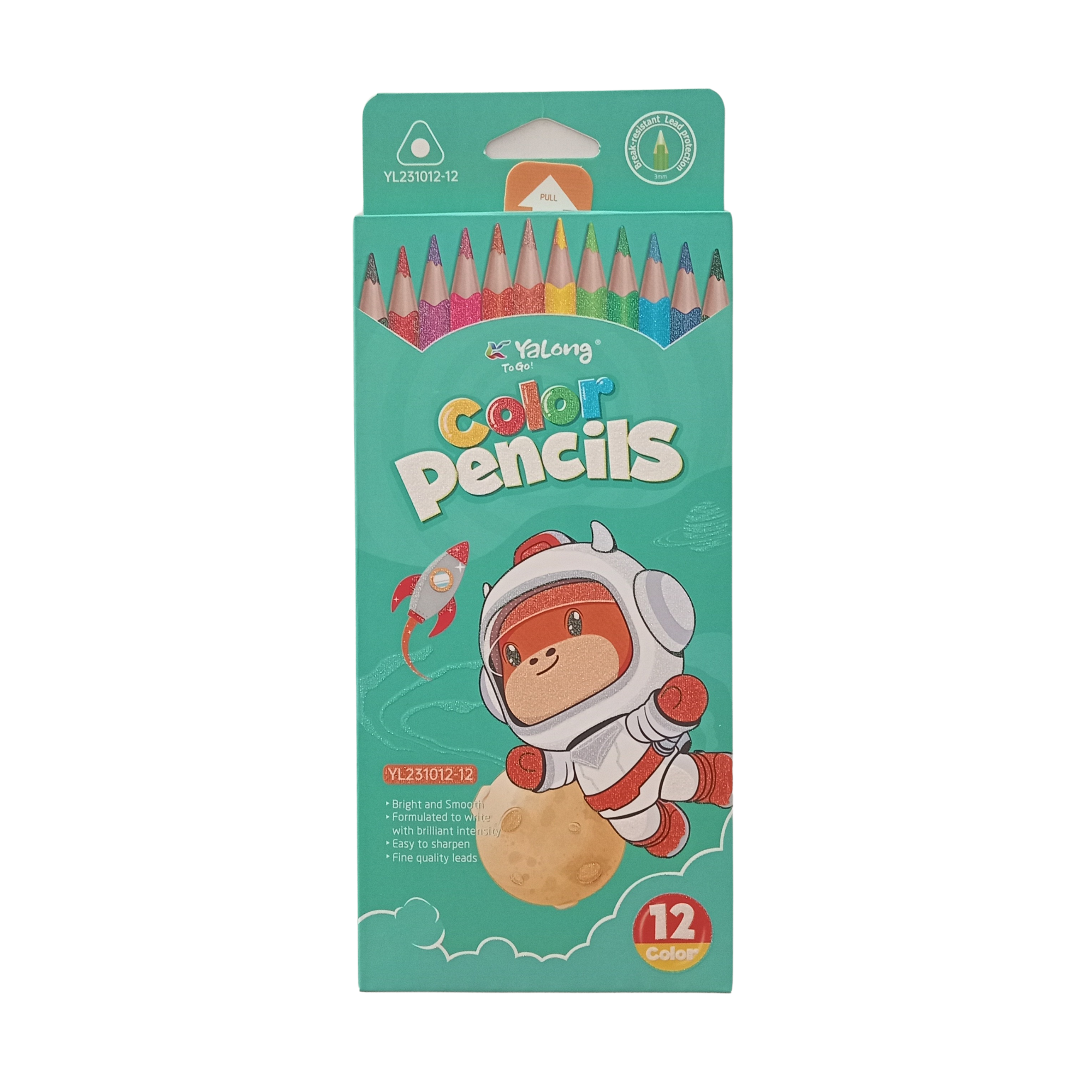 CRAYONS DE COULEURS 12PCS REF YL231012-12 / YALONG TO GO