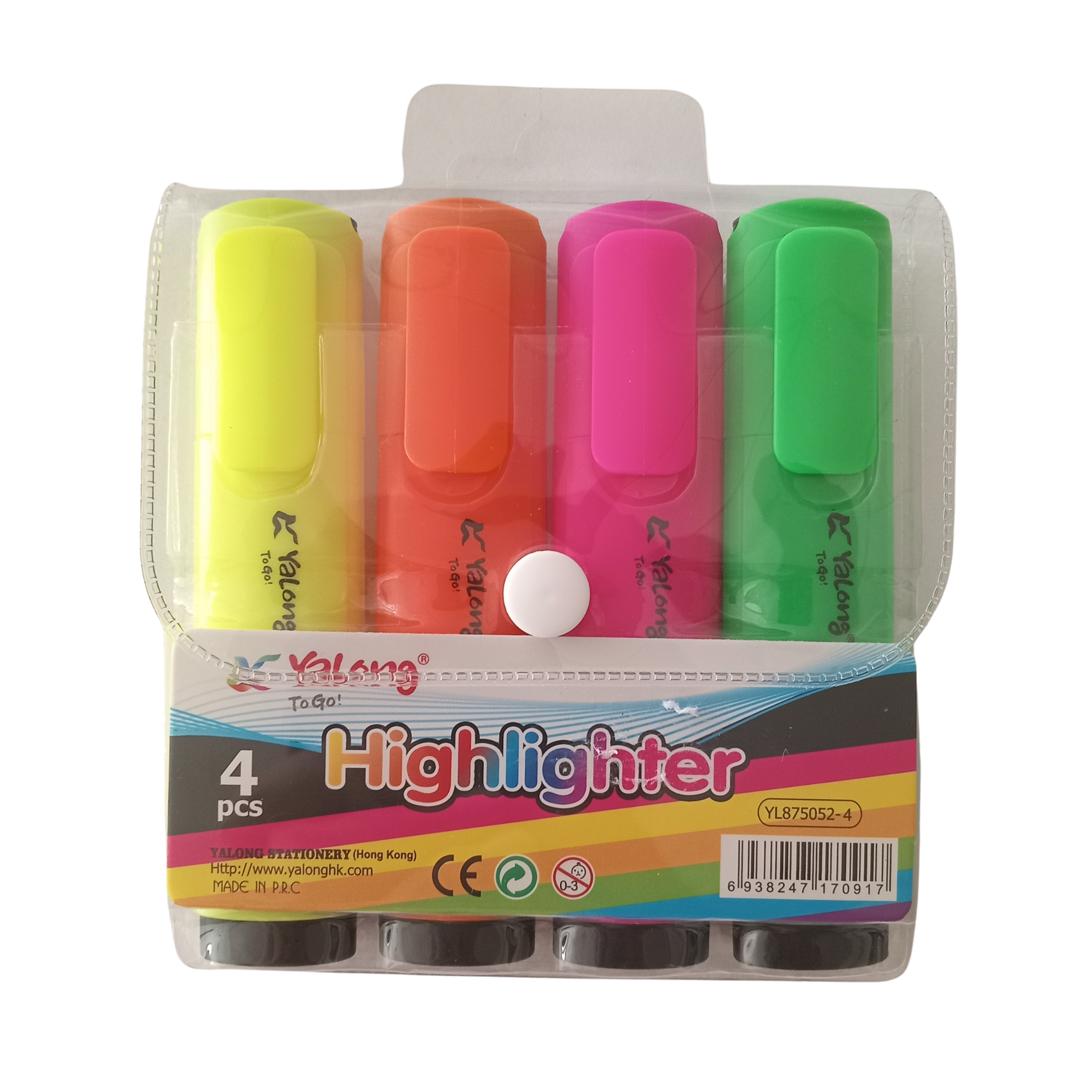 FEUTRES FLUORESCENT COULEUR 4 PCS REF YL875052-4 YALONG TO GO