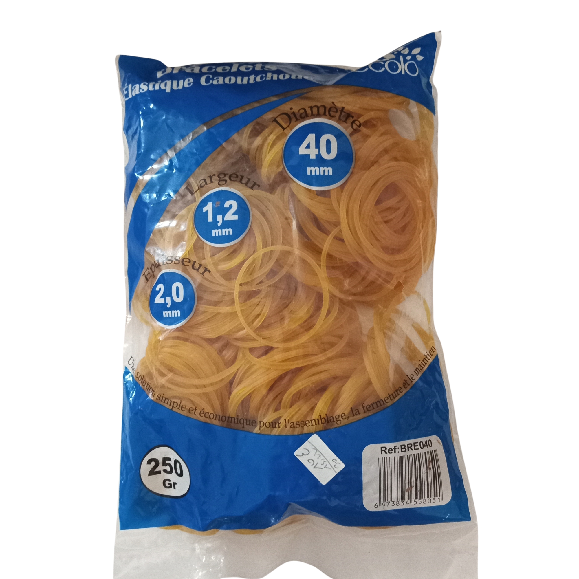 BRACELETS ELASTIQUES DIAMETRE 40MM EN SACHET DE 250G